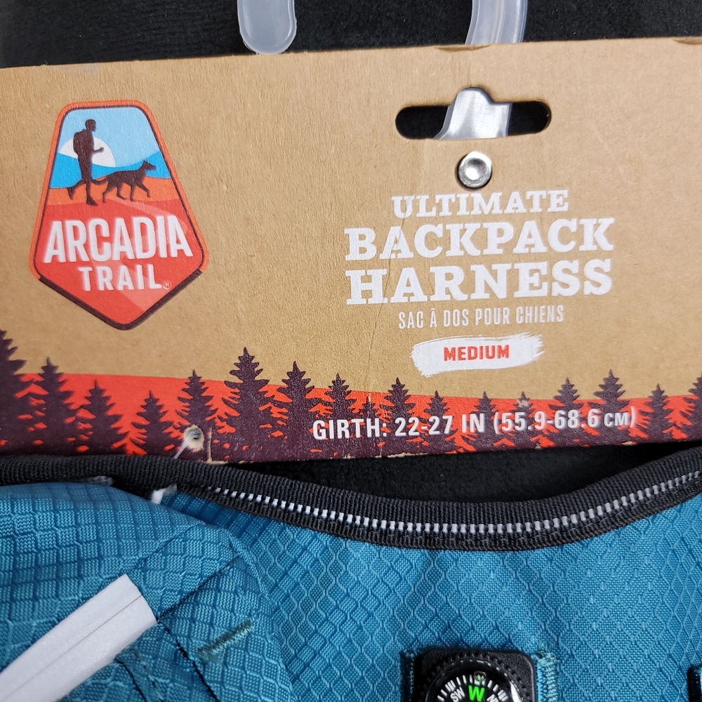 Arcadia Trail Dog Harness w/ 2 Saddlebags Size Medium Dark Teal NEW - Picture 9 of 10